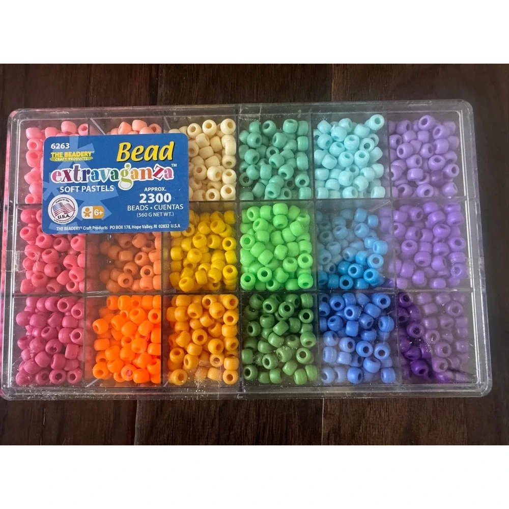 The Beadery Bead Extravaganza Pastels 2300 Pony Beads Craft Kit Mixed Colors
